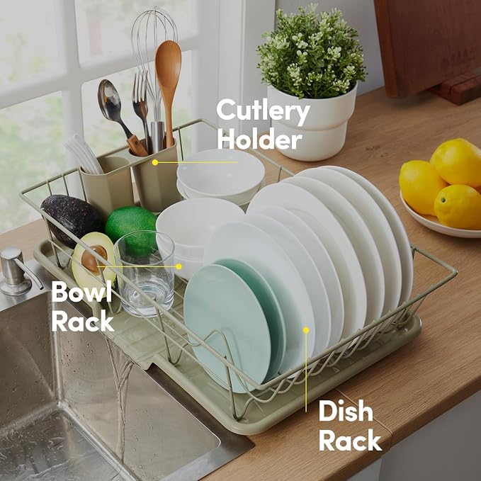 Space-Saving 3-Piece Dish Drainer Rack Set: Efficient Kitchen Organizer - Image 5