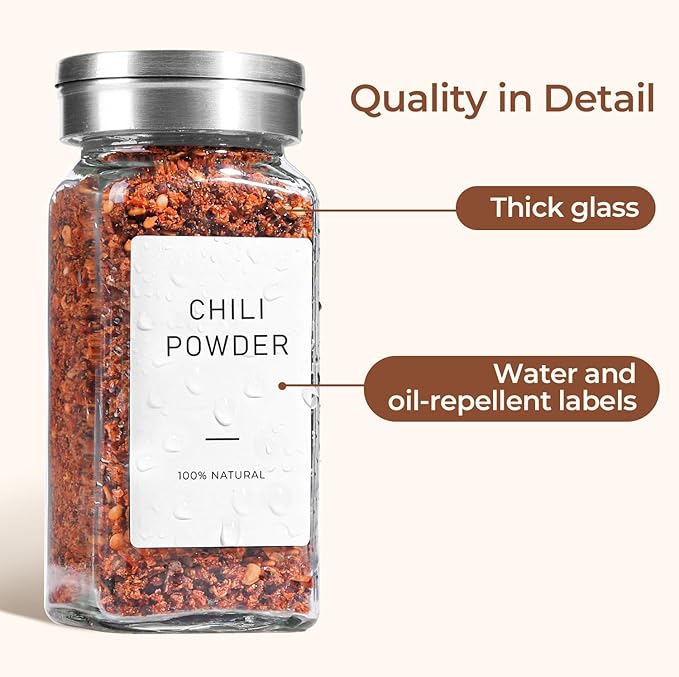 ComSaf Spice Jars with Shaker lids Adjustable, 4oz 24PCS，45 Labels, Comdiment - Image 6