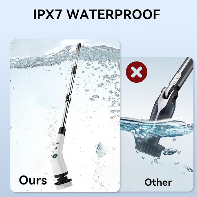 Electric Bathroom Cleaning Brush, Cordless Spin Scrubber Full Body Waterproof - Image 8