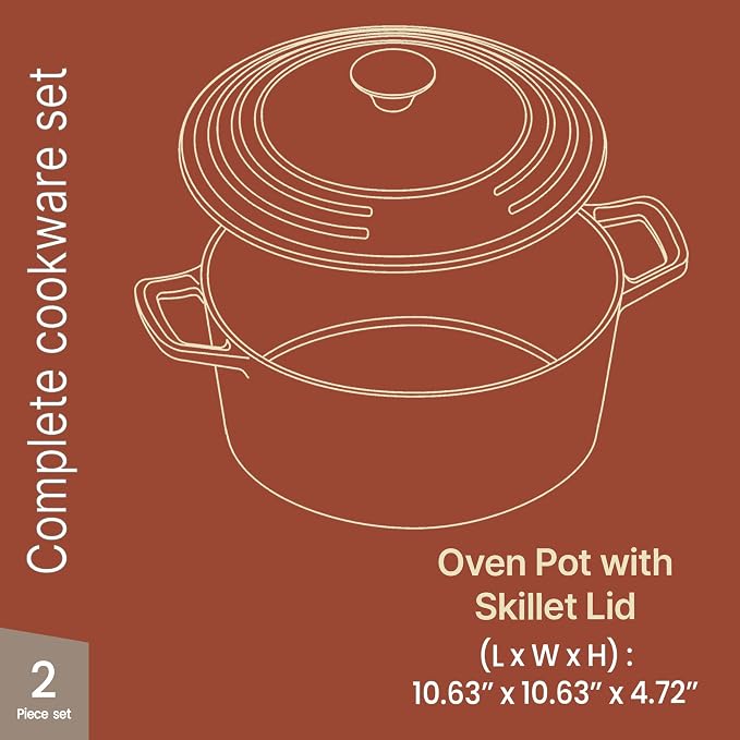 Bakken Enameled Cast Iron Dutch Oven Pot, 6QT Dutch Oven - Image 2