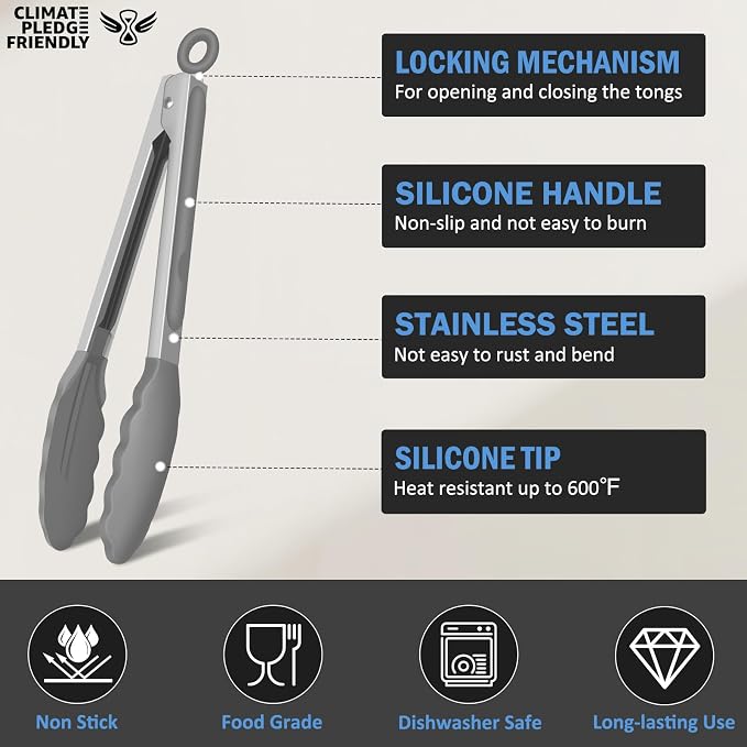 Kitchen Tongs, Stainless Steel Cooking Tongs - Image 4
