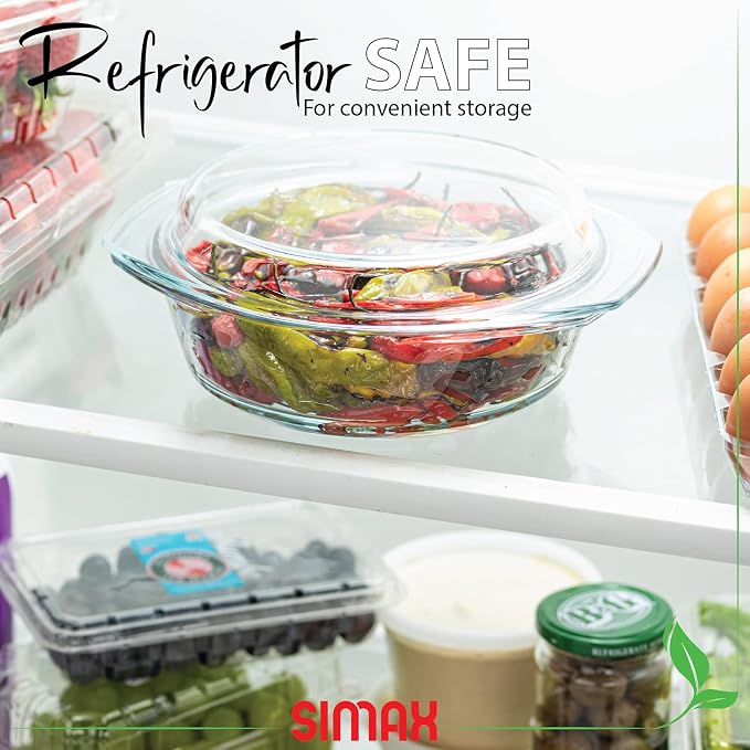 Simax Casserole Dish with Lid, 1.5 Quart Round Glass Casserole Dishes - Image 5