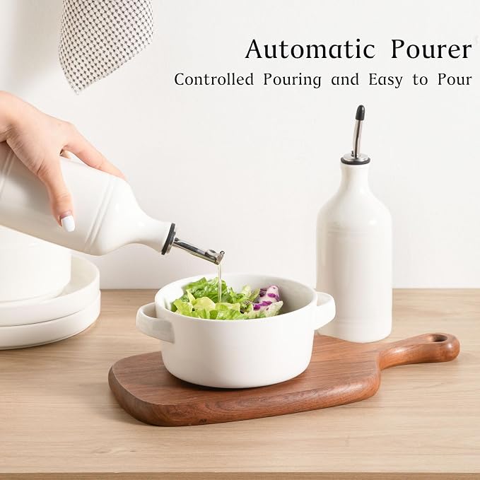 Sweejar Ceramic Olive Oil Dispenser Bottle Set, Opaque Oil Cruet Protects to - Image 3