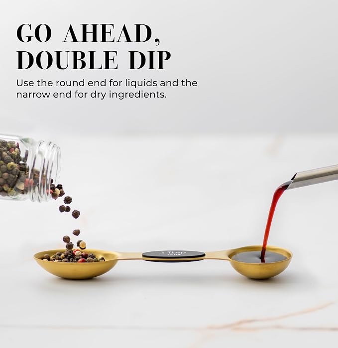Magnetic Measuring Spoons Set – Stainless Steel Gold Measuring Spoons - Image 3