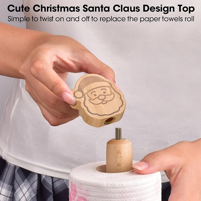 KitchLife Cute Wooden Paper Towel Holder Countertop - Image 3