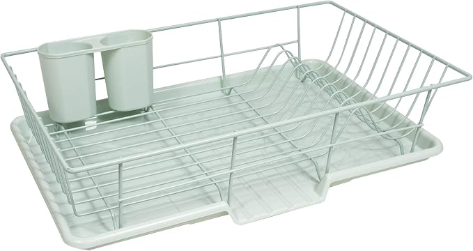 Sweet Home Collection 3 Piece Metal, Plasic Dish Drainer Rack Set by SweetHomeCollection