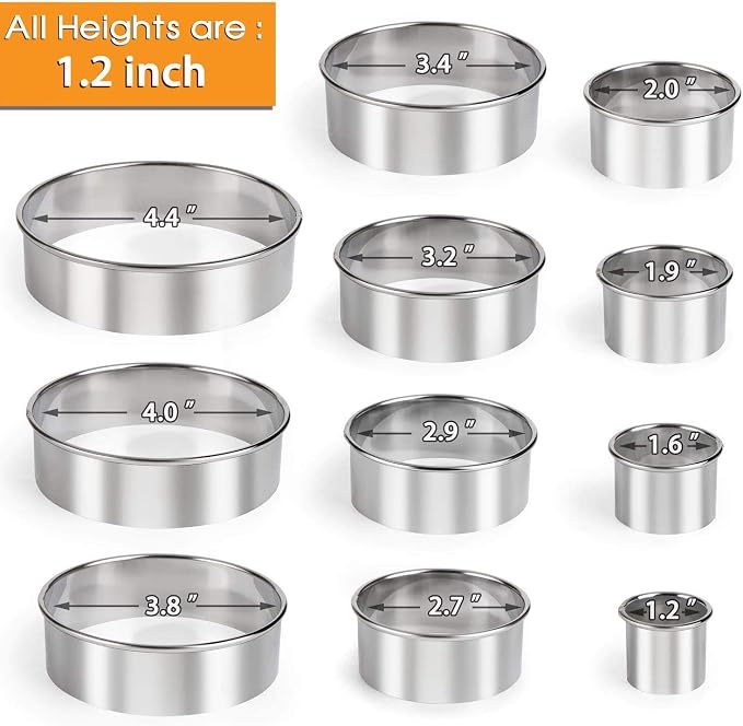 HULISEN Stainless Steel Round Cookie Biscuit Cutter Set, 11 Circle Donut - Image 3