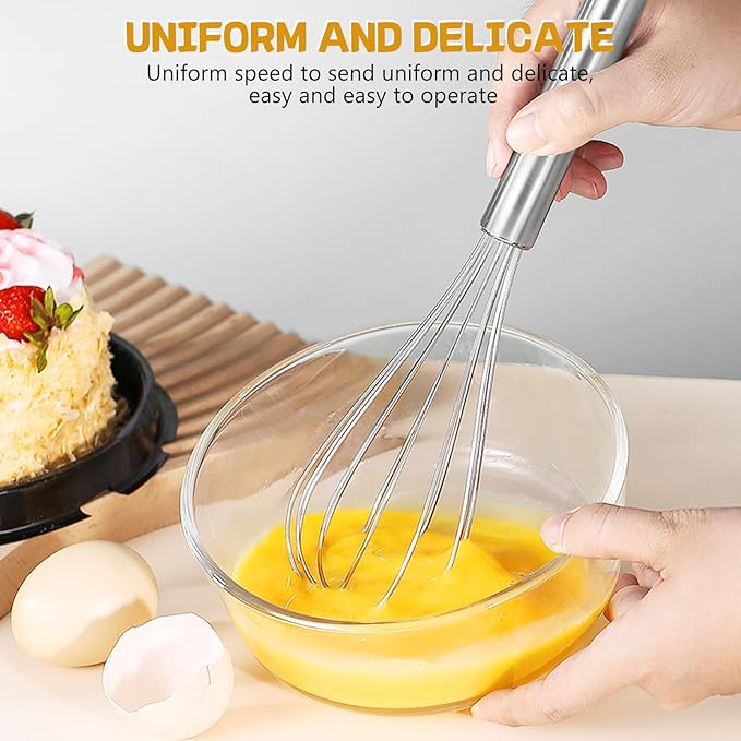 NileHome Stainless Steel Whisk 8" Hand Blender + 10" Semi-Automatic Rotary - Image 5