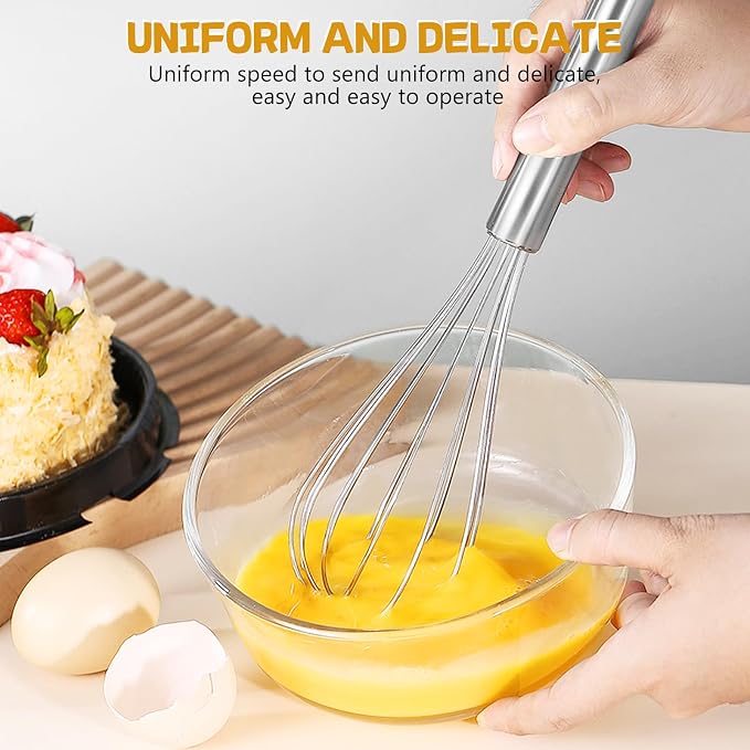 NileHome Stainless Steel Whisk Set 8" 10" Hand Blender + 12" Semi-Automatic - Image 5