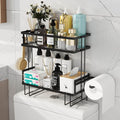 Godboat Bathroom Organizers, 2-Tier Over Toilet Storage, Floating Shelves by Godboat