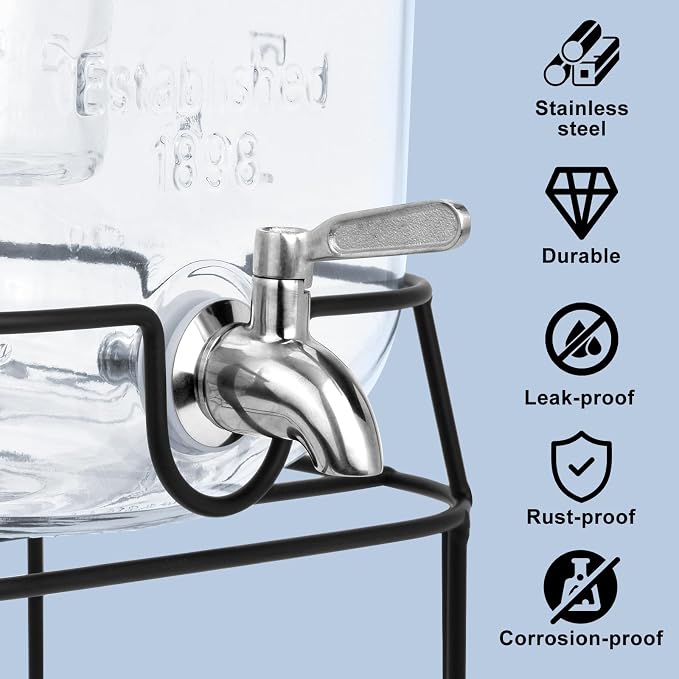 2 Gallon Glass Drink Dispensers - Image 3