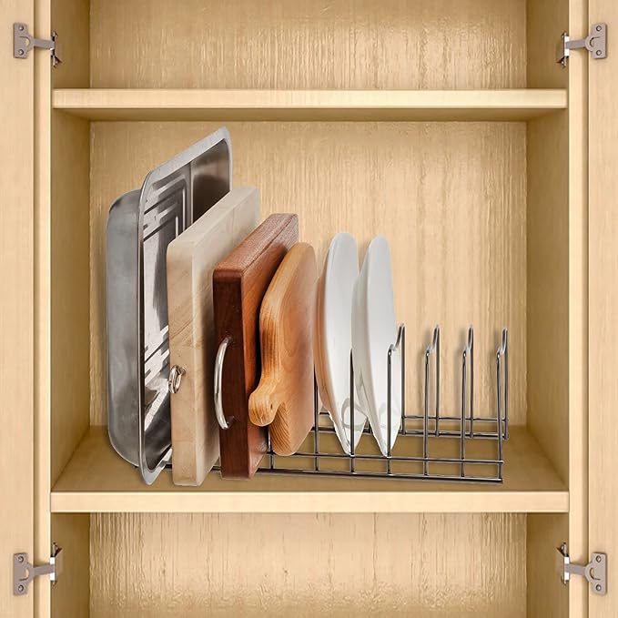 Pot Lid Organizer, Stainless Steel Pot Lid Storage Rack Holder, Cutting Board - Image 8