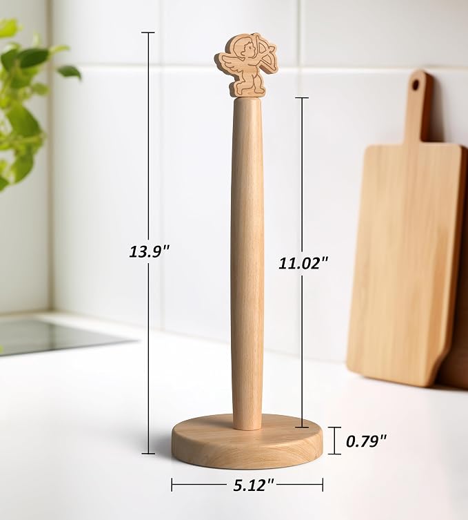 KitchLife Cute Wooden Paper Towel Holder Countertop - Image 2