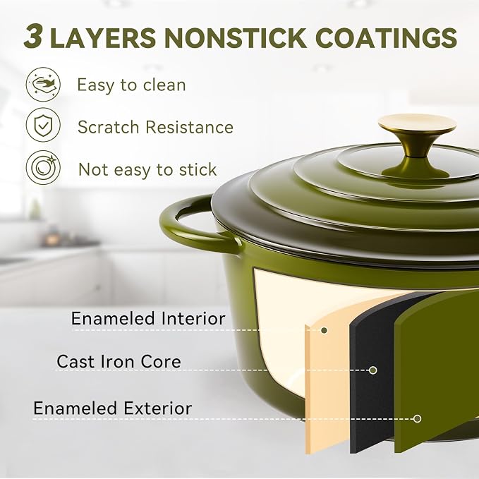 Miereirl 6 Quart Enameled Dutch Oven Pot - Image 5