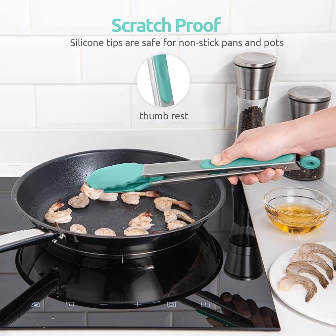 600ºF Heat Resistant Kitchen Tongs: U-Taste 12 in Large Silicone Cooking Tong - Image 9