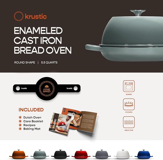 Enameled Cast Iron Dutch Oven for Sourdough Bread Baking | 6 Quart Oval Pot - Image 5