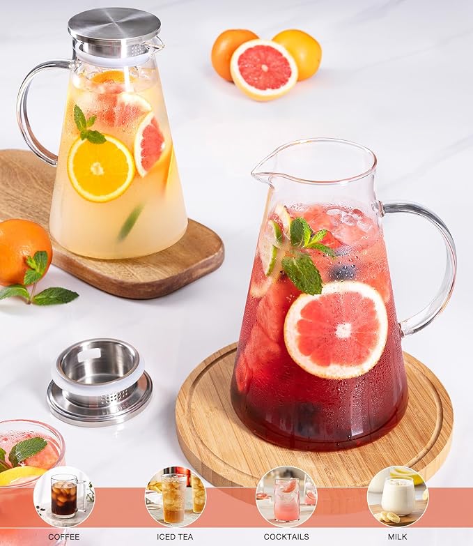 LUNA&MANTHA Glass Pitcher, 2 Liter 68oz Water Pitcher - Image 6