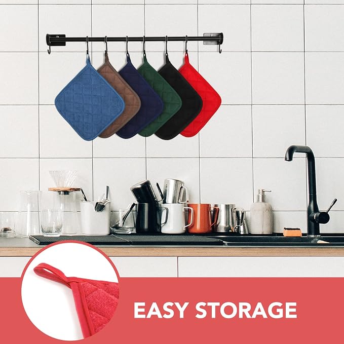 Joyhalo 6 Pack Pot Holders for Kitchen, Cotton Oven Holder - Image 6