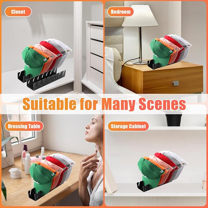 Hat Stand for Baseball Caps, 2 Pack No Install Acrylic Hat Organizer for 14 - Image 4
