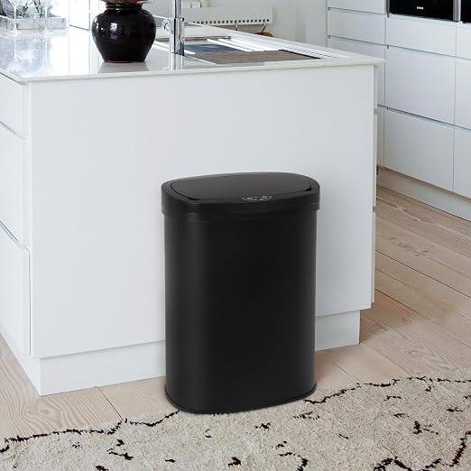 PayLessHere | 13 Gallon Stainless Steel Trash Can | Black | Automatic Touchless - Image 2