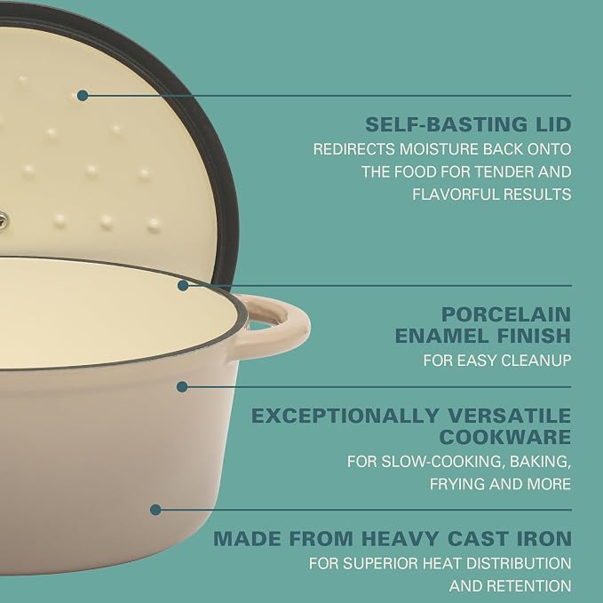 Gibson Home Addlestone 5 Qt Enameled Cast Iron Dutch Oven Pot - Image 3