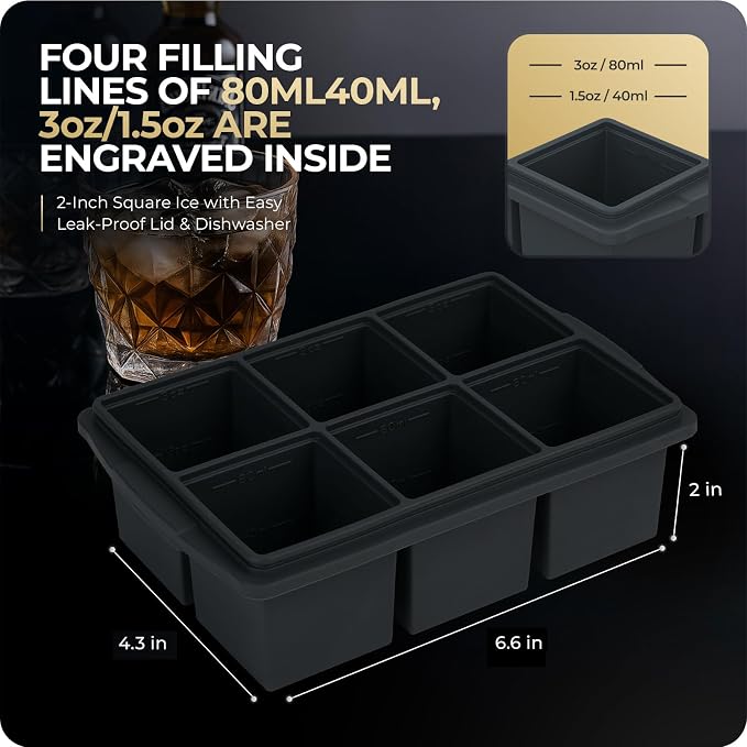 Large Ice Cube Trays for Whiskey, Silicone Ice Cube Tray, - Image 6