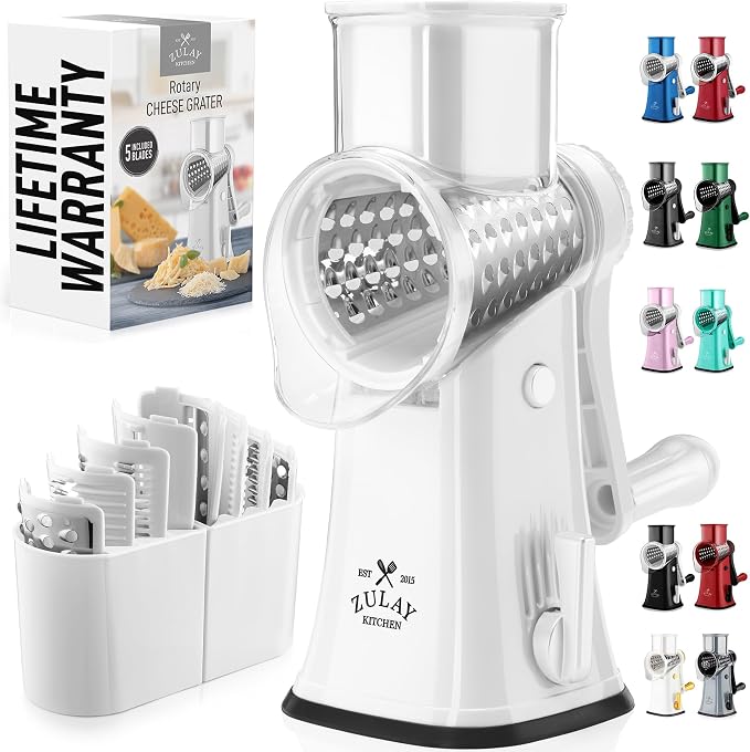 Zulay Kitchen Rotary Cheese Grater 5 Blade Cheese Shredder by ZulayKitchen