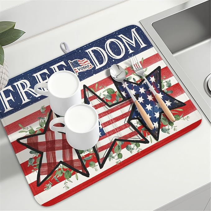 4th of July Dish Drying Mat 24x18 Inch, Patriotic Drying Mat - Image 8