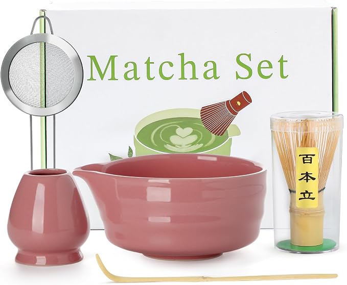 5PCS Pink Matcha Set - 17OZ Ceremonial Bowl by JardinTesoro