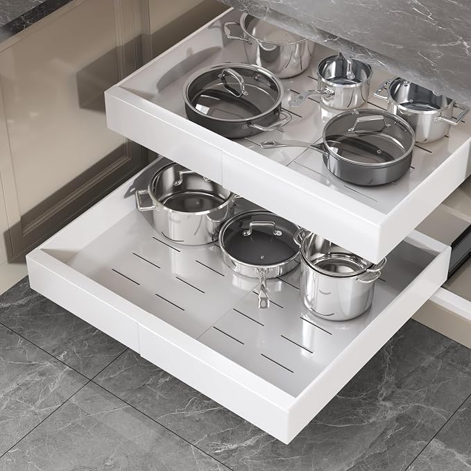 Seinloes 1 Pack Pull Out Cabinet Organizer 21" Deep, Full Extension 3 Slide by Seinloes