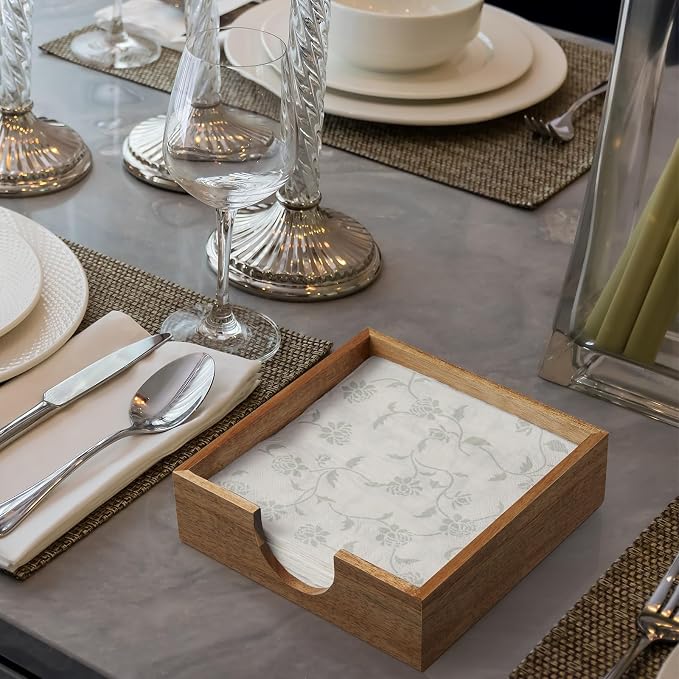 Acacia Wood Napkin Holder for Table, Napkins Holders For Paper Napkins - Image 5