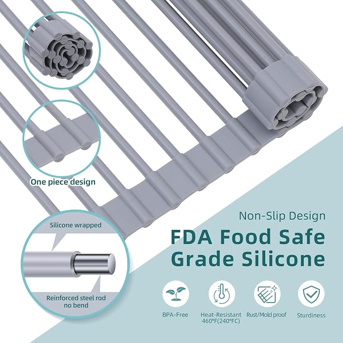 Ohuhu Roll Up Dish Drying Rack, Over The Sink Multipurpose Roll-Up Dish Racks - Image 5