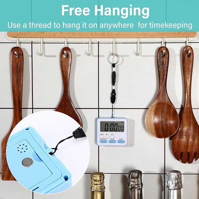 Leumoi 6 Pcs Digital Kitchen Timer 24 Hour Clock and Alarm Function Timer - Image 4