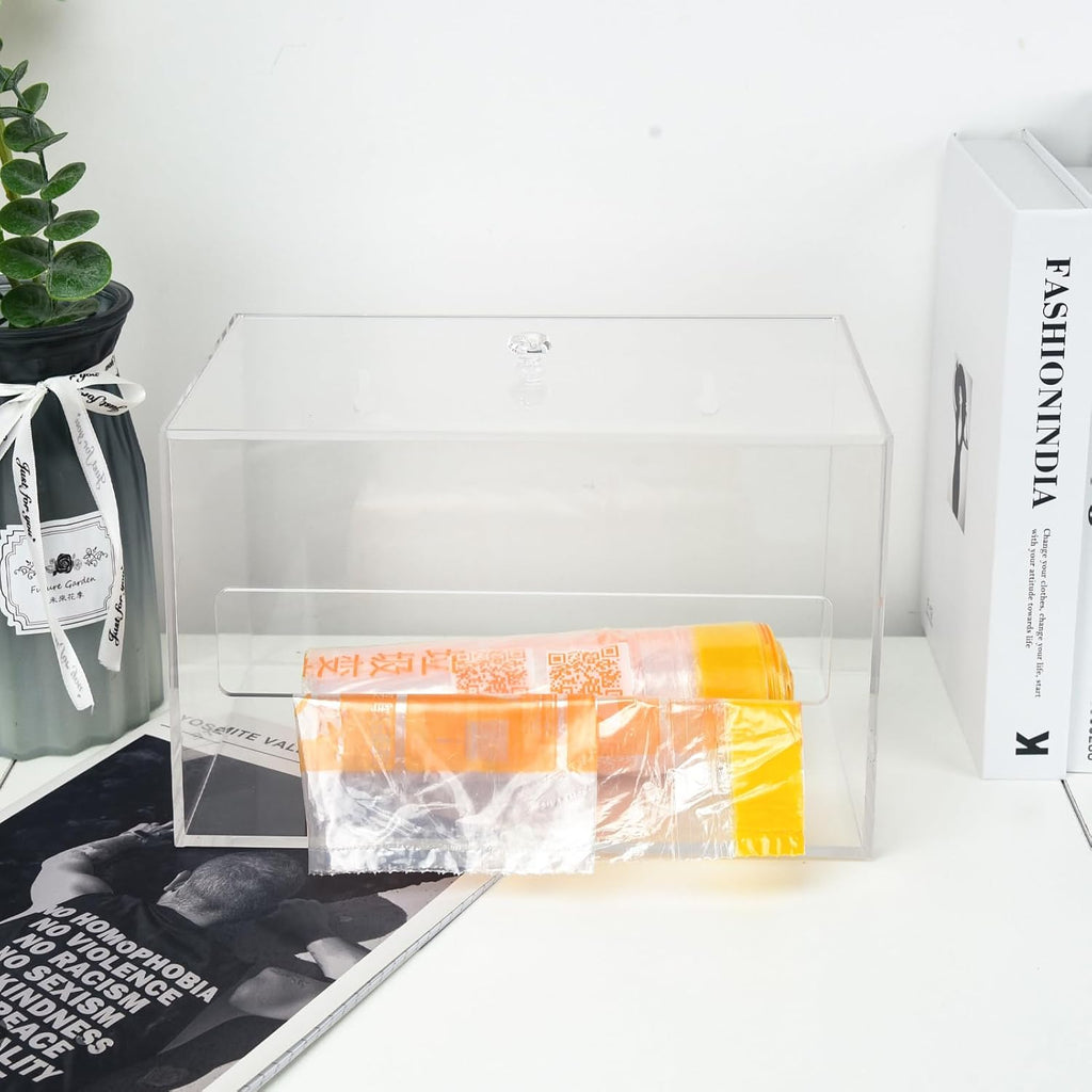 Trash Garbage Bag Holder Dispenser Clear Acrylic Organizer Wall Mount