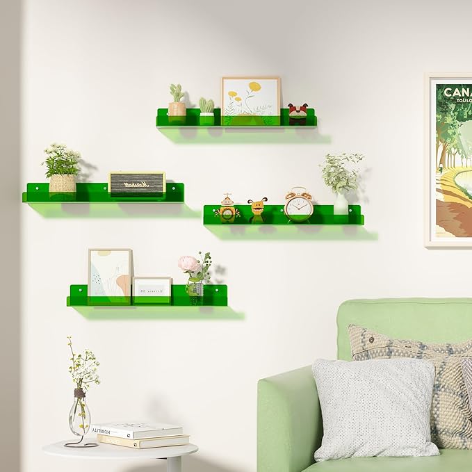 upsimples Acrylic Shelves for Wall Decor, Living Room, Floating Bookshelves for - Image 2