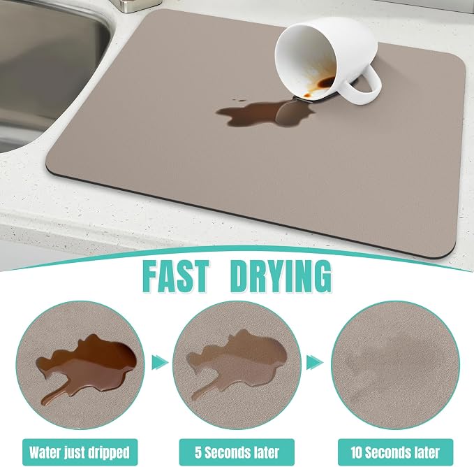 WISELIFE Coffee Mat Super Absorbent Dish Drying Mat Coffee Bar Accessories Match - Image 3