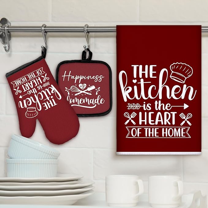 Sratte 6 Pcs Kitchen Decor Accessories Set Farmhouse Towels Pot Holders Oven - Image 2
