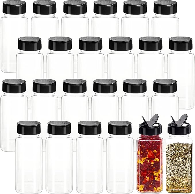 Tiaiidi 24 Pack 3.5 oz Square Plastic Spice Jars, Seasoning Containers by Tiaiidi