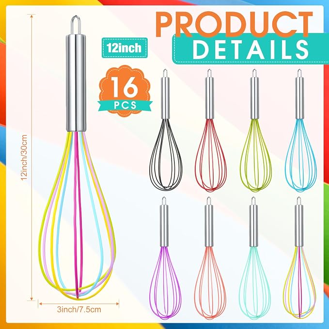 Domensi 16 Pcs 12 Inch Whisks Bulk - Image 2