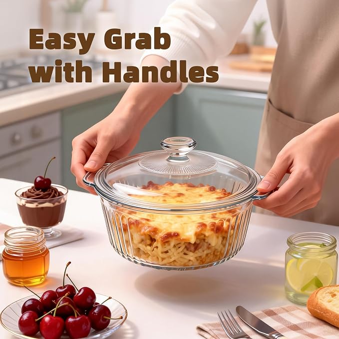 Luvan 2.4L/2.5Qt Round Glass Casserole Dish - Image 5
