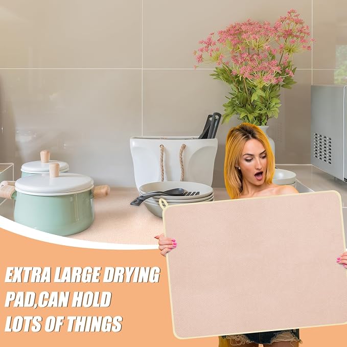 Hushee 2 Pack Extra Large Dish Drying Mat Microfiber Absorbent Dish Drying Pad - Image 5