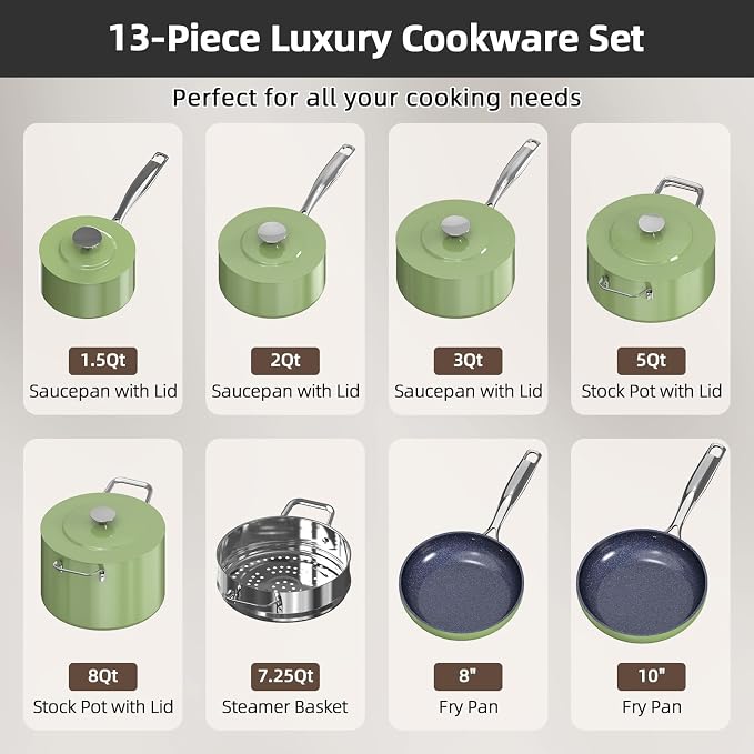 Nuwave Lux 13pc Forged Lightweight Cookware Set PFAS Free, Healthy G10 Duralon - Image 9