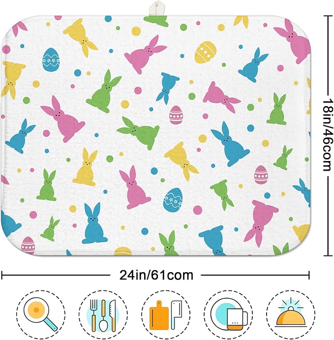 Easter Dish Drying Mat for Kitchen Counter 18" X 24" Microfiber Absorbent - Image 7