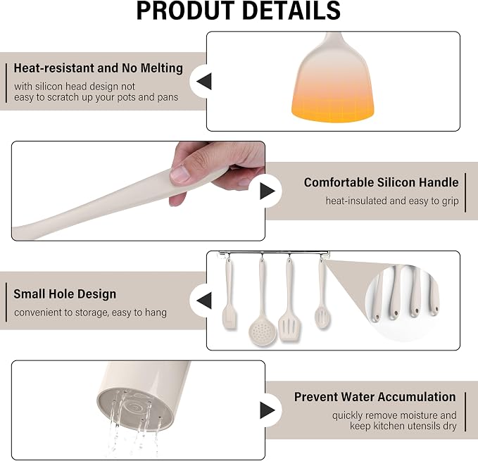 HaWare 11 PCS Silicone Cooking Utensils Set, Heat Resistant Kitchen Utensils - Image 4
