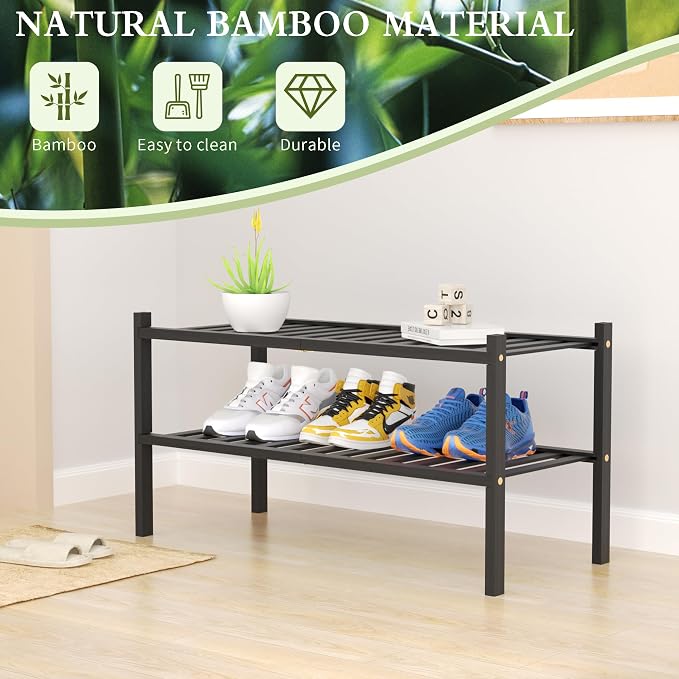 ROMGUAR CRAFT 2 Tier Bamboo Shoe Rack - Image 6