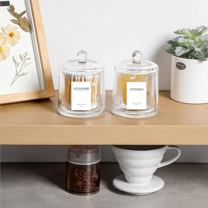 rejomiik 2 Pack Qtip Holder Thick Glass Apothecary Jars - Image 6