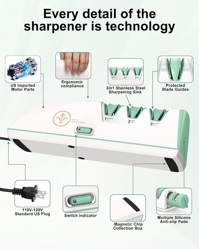 Electric Knife Sharpener with Replaceable Sharpening Head Easy to Change - Image 5