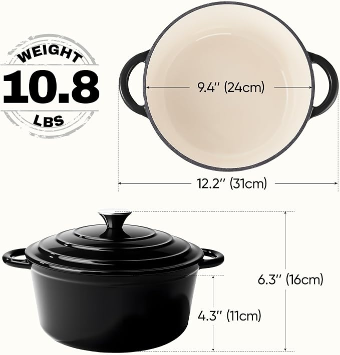 4.5 Quart Dutch Oven Pot with Lid, Non Stick Enameled Cast Iron Dutch Oven - Image 4