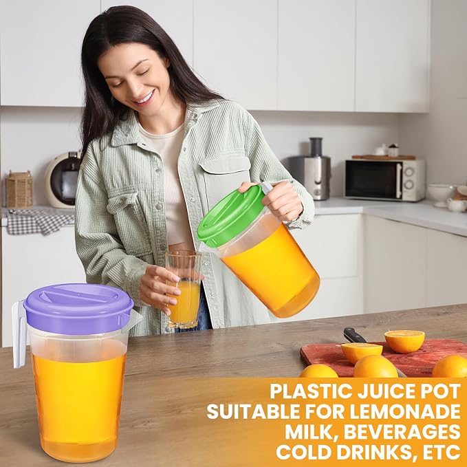 Honeydak 6 Pcs 70 Oz Round Clear Plastic Pitcher - Image 4
