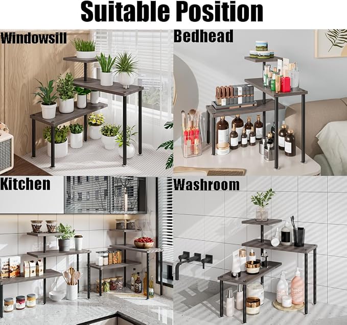 Countertop Organizer Organization 3 Tier Kitchen Corner Shelves Adjustable - Image 6